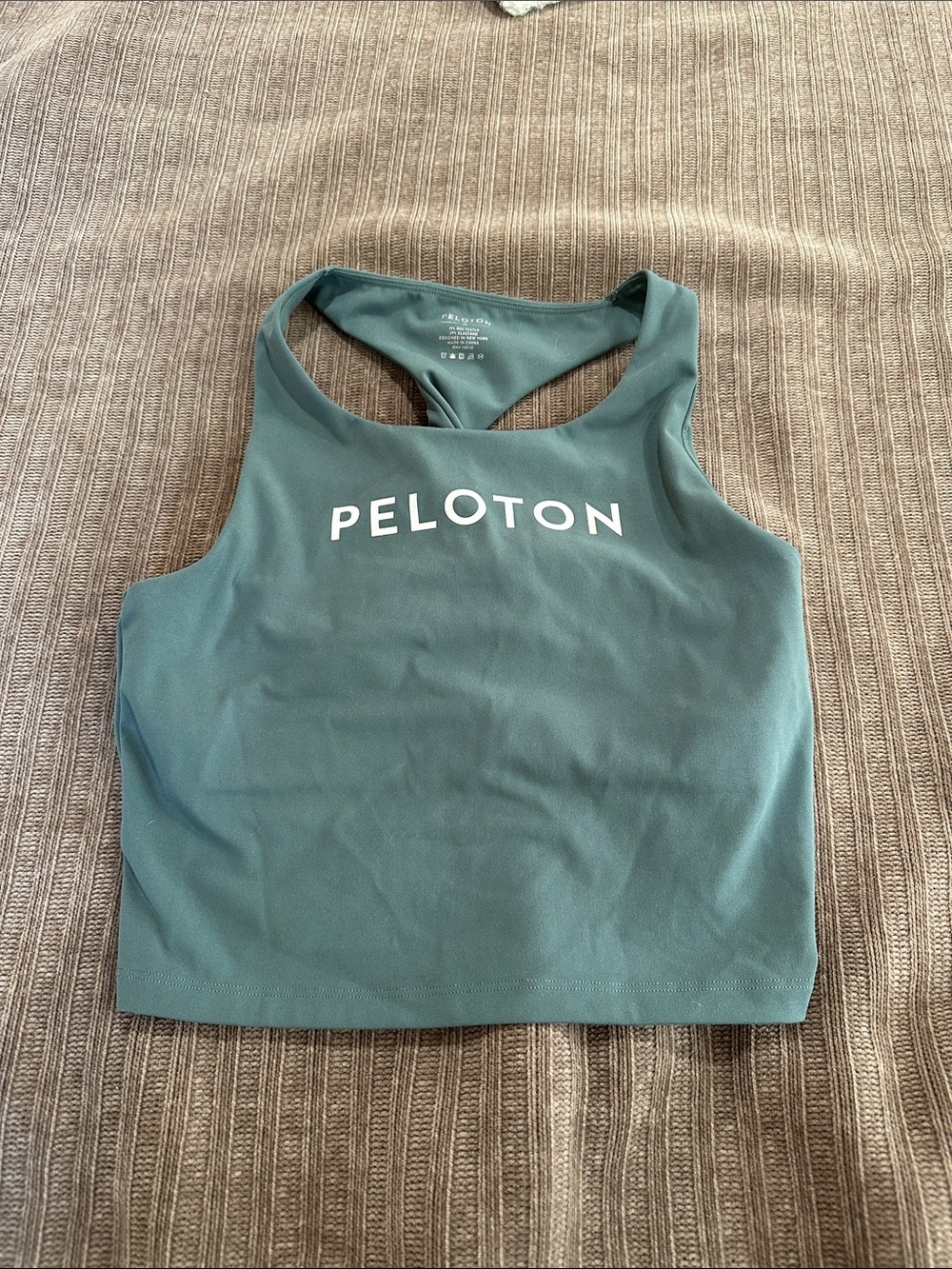 Peloton Teal Racerback Crop Tank with White Logo